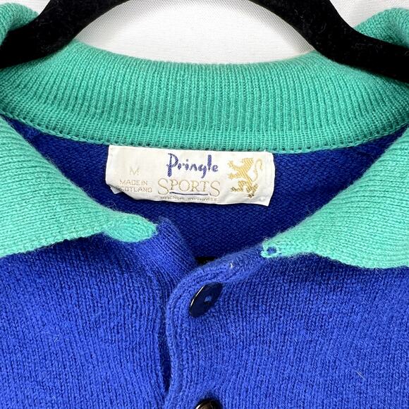 Pringle Sports Wool Sweater Vintage Long Sleeve Pullover Warm Collared Neck Sz M - Picture 8 of 12
